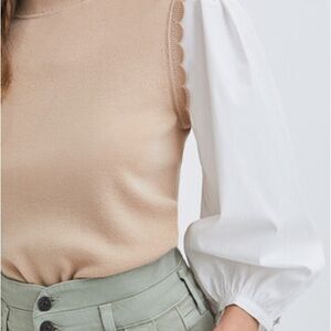 Mixed Media Merino Wool Blend Top.